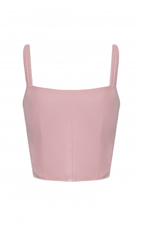 Leather Tank Top With Dropped Straps Pink